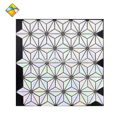 China Star Profile Acid Resistant Multicolor Irregular Ceramic Mosaic Triangle Japanese Mosaic Tiles for sale