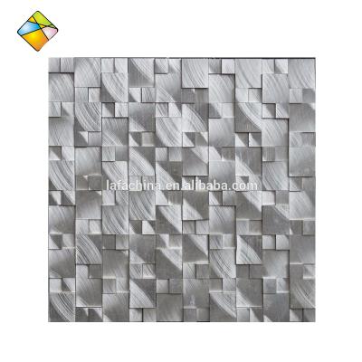 China Acid Resistant 3D Effect Pattern Metal Mosaic For Wall Silver Aluminum Mosaics Tile for sale