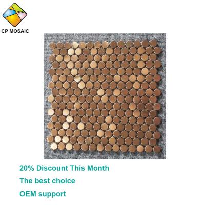 China Outlet Acid Resistant Penny Factory MOSAIC CP Gold Stainless Steel Round Metal Mosaic for sale