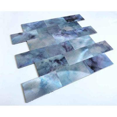 China Single Grain Brushed Parquet Metal Subway Slab For Backsplash for sale