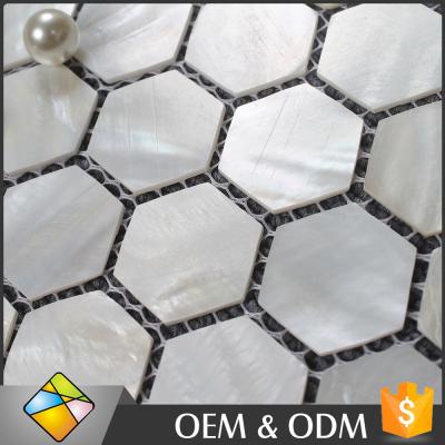 China Freshwater Shell Mosaic Popular White Pearl Hexagon Flooring for sale