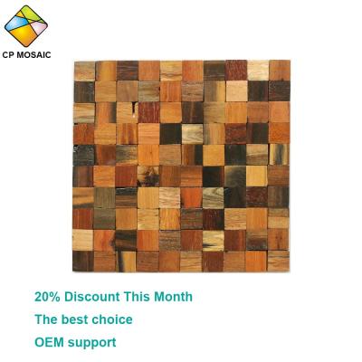 China 11th Anniversary Parquet Half Price Old Wooden Mosaic Wall Slab for sale