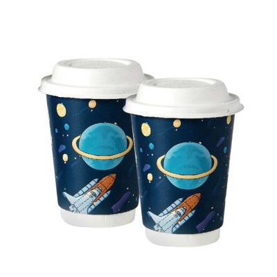 China Disposable Double Wall Disposable Custom Logo Printed 12 Ounce Coffee Mug With Lid for sale