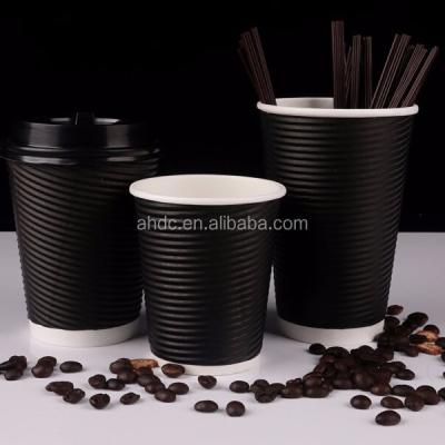 China Ripple Wall Disposable Corrugated Paper Coffee Cup Logo Printed Ripple Wall for sale