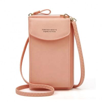 China Fashionable Waterproof Cross - Body Shoulder Bag Cell Phone Coin Purse Branded Wallet Women Billetera Wallet Leather Ladies Pinch Carteras for sale