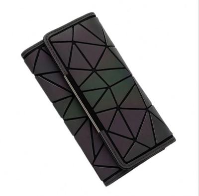 China Wholesale Anti-theft Ladies Wallet Geometric Rhombic Colorful Bills Cut Women's Mobile Phone Long Card Pack for sale