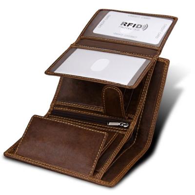 China Men's Vintage RFID Blocking Large Capacity Heavy Duty Multi Card Full Grain Leather Wallet for sale