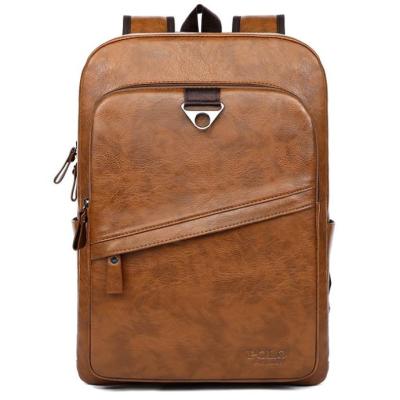 China Anti-theft Fashion PU Leather Bag Men Waterproof Laptop Backpack for sale