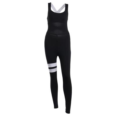 China Custom Made Women Fashion One Piece Bandage Workout Gym Sport Elastic Jumpsuit Backless Compression Sport Sets for sale