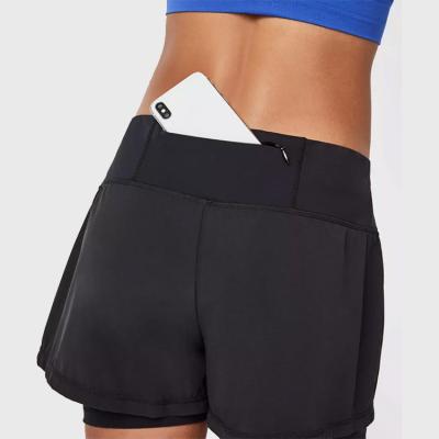 China Breathable Women's High Waist Yoga Shorts Running Gym Workout Biker Shorts With Side Pockets for sale