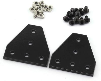 China 2020 Series Black Aluminum T Form Joint Plate Bracket Kit , For Standard 6mm Slot Aluminum Profile for sale