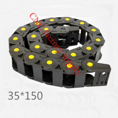 China Free Shipping Yellow Plastic Transmission Chain 1M 35*150 Mm Cable Drag Chain For CNC Machine, Inner Diameter Aperture Cover, PA66 for sale