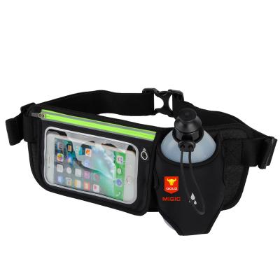 China Hot Selling Amazon Water Proof Fitness Neoprene Waist Bag Adjustable Outdoor Sport Travel Hold Belt Running Bag With Bottle Holder for sale