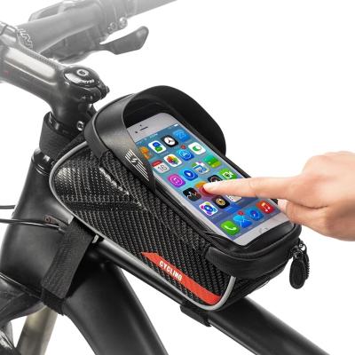 China Hot Selling Outdoor Recycling Outdoor Touch Screen Mobile Phone Holder Bicycle Handlebair Bicycle Phone Bag Frame Storage Waterproof Bag for sale