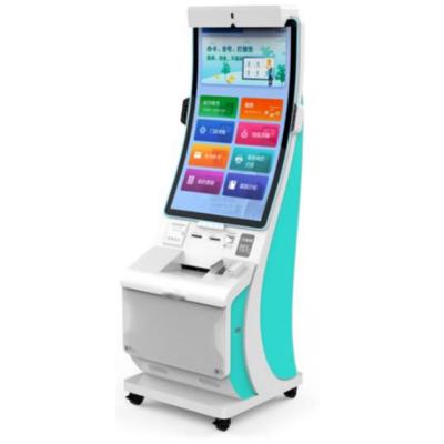 China Cold Roll Steel Smart Auto Curved Free Standing Modern Hospital Self Service Touch Screen Test Report Printing Self Payment Kiosk for sale