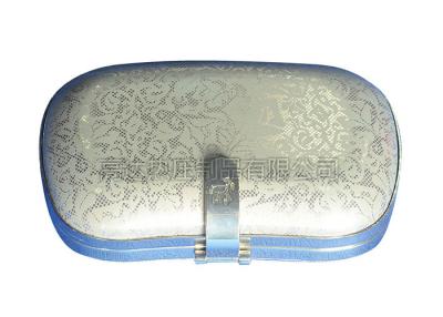 China Nylon 1680D Travel EVA Cosmetic Bag With Embossed Logo , Noble Silver Gray Color for sale