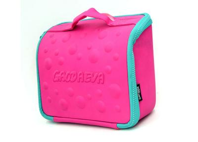 China Waterproof EVA Carrying Case Fabric Materials Red Hand Schoolbag With Logo Embossed for sale