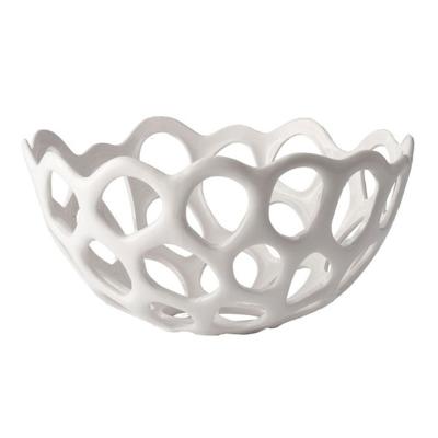 China Viable Modern Living Fruit Bowls White Ceramic Basket for sale