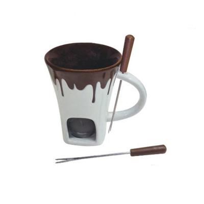 China Viable Promotional Red White Color Chocolate Ceramic Fondue Mug for sale