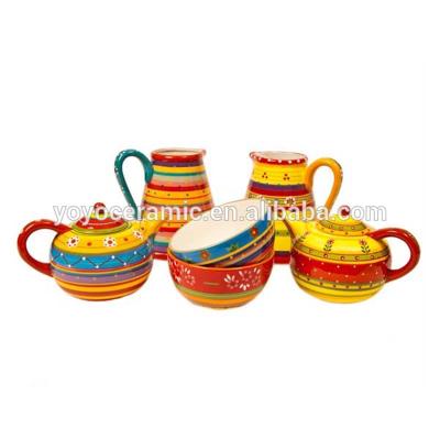 China Colorful Ceramic Hand Craft Teapot And Wate Pot Tea Sets for sale