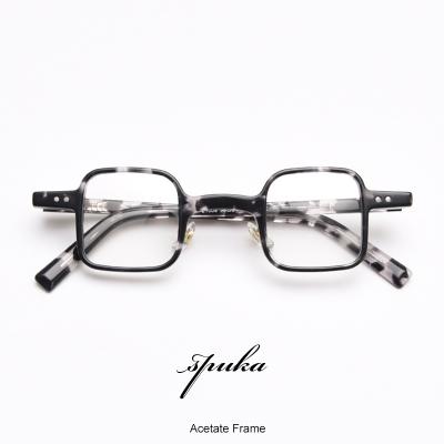 China Blue Light Mens Vintage Optical Glass Frame Gafas Glasses Small Square Optical Frame SPUKA #21009 Acetate Glasses Retro for sale