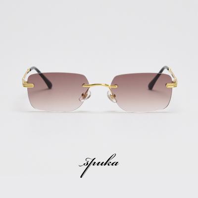 China SPUKA D032 Fashion Vintage Frame Luxury Men Rectangular Rimless Sunglasses UV Sun Glass Sun Glasses Women for sale