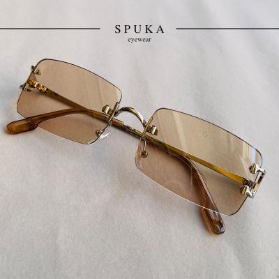 China Fashion Sunglasses SPUKA S31539 Vintage Rimless Rectangular Shades Shape New Retro UV Men Women Sunglasses for sale