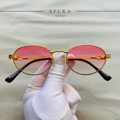 China SPUKA 8078 Retro Fashion Oval Sunglasses Metal Sun Glass Vintage Oval Shades For Men Women Luxury Sun Glasses for sale