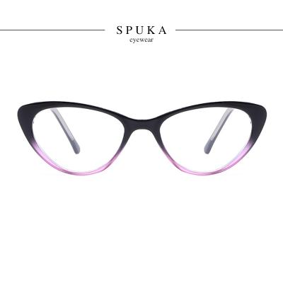 China Blue Light Blocking SPUKA 10009 Cat Eye Women Blue Light Blocking Glass Frame Spring Hinges Computer Glasses for sale