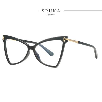 China SPUKA 2077 Fashion Women Fashion Eyewear TR90 Gradient Blue Light Blocking Glasses Butterfly Frame Butterfly Glasses for sale