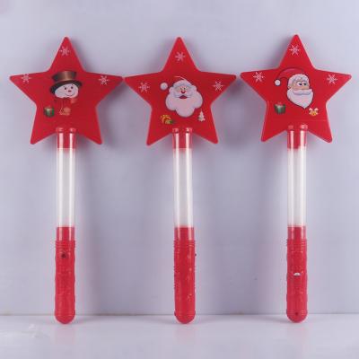 China PS Christmas Light Up Magic Magic Wands Led Toy Christmas Star Flashing Stick For Kids Gifts for sale