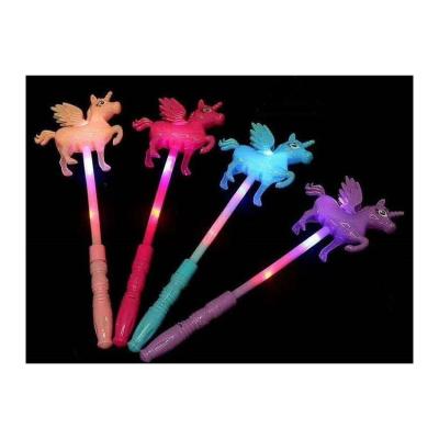 China PP Cartoon Stick Unicorn Shape Color Led Light Magic Wand Flashing Magic Stick For Parties Christmas New Year for sale