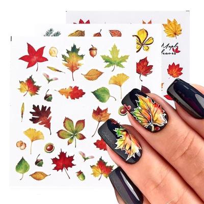 China Easy Apply and Remove 2022 Online Shopping Yellow Gold Canada Autumn Waterproof Decals Nail Art Stickers Tattoo Autumn Wraps for sale