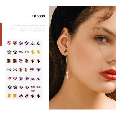 China Temporary Diamond Acrylic Kids Resin Rhinestone Cartoon Stickers Kids Earring Sticker Beauty Sticker Color for sale