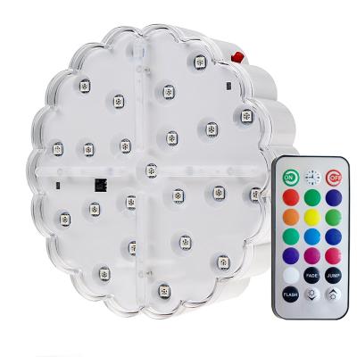 China RGB 15CM Height Wedding Table Decor Centerpiece Remote Control Round Base For Glass Light Vase for sale