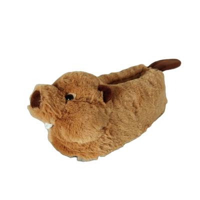 China HOT High Quality Durable Using Various Customize 36-41 Brown Cute Marmot Shaped Plush Slippers for sale