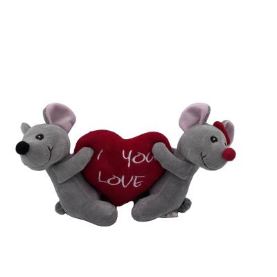 China Cute Stuffed Animal Custom Valentines Day Rat Warehouse Mouse Plush Toy With Heart for sale