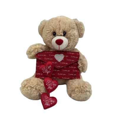 China Cute Plush Custom Plush Stuffed Valentines Rose Bear With Heart I Love You for sale