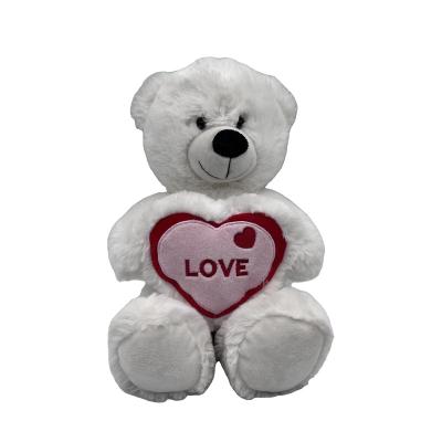 China Cute plush custom valentine i love you stuffed bear plush toy teddy bea with heart for sale