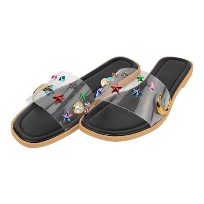 China New Summer Fashion Trend Design Stars Black Slippers Women's PVC Sandals For Sale for sale