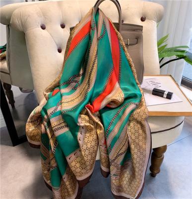 China Wholesale Hot Selling Soft Soft Feeling Long Large Silk Scarves For Women Elegant Hijabs Ladies Luxury Brand Designer Printed Scarves Silk Shawls for sale