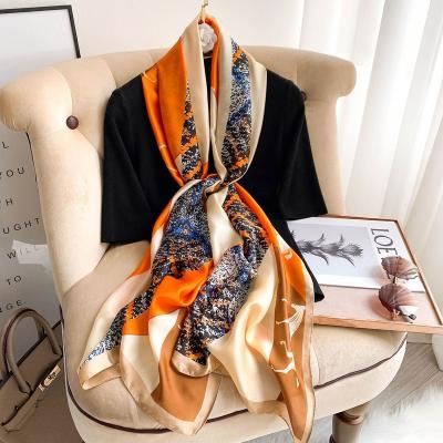 China Soft Smooth Feeling 2022 fashion new design bright color silk scarf shawl hijab ladies lightweight 180x60cm long soft print head wraps silk scarves for sale