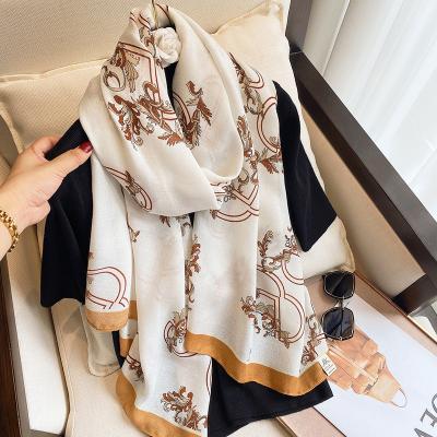 China 2021 New Winter Designer Cotton Warm Soft Luxury Women Scarves Shawls New Long Big Squishy Fancy Unique Pattern Printed Hijab Scarf for sale