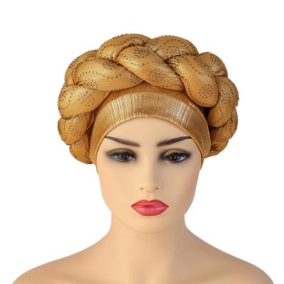 China New Women's Multifunctional Hot Sale Beauty Hat Fashion Twist Rhinestone African Braided Head Wrap Thick Muslim Hat For Women Turban Hats for sale