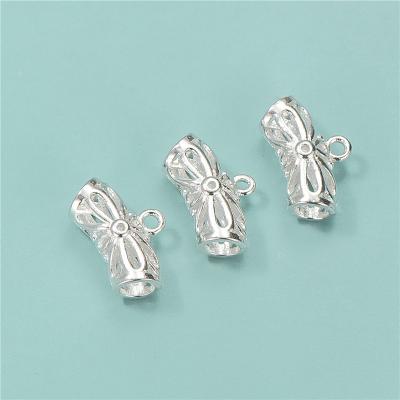 China Vintage 14.5mm 925 Silver Hollow Tube Curved Beads With Ring For Jewelry Making Accessories for sale