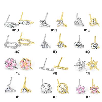 China 925 Sterling Silver Jewelry Low Findings Fashionable Fine Zircon DIY Clear Stud Earrings Ear Blank Setting Blank Bracket With Earring Buyer 1 for sale