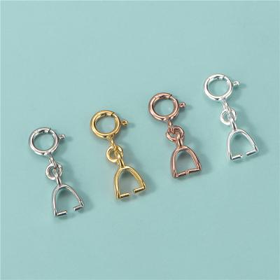 China DIY Necklace Pendants Jewelry Vintage Pendant Pinch Bail Clasp 925 Sterling Silver Spring Clasp With Pinch Connectors For Jewelry Making for sale