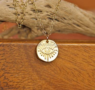 China CLASSIC 925 Sterling Silver Evil Eye Third Party Eyes Necklace Gold Plated for sale