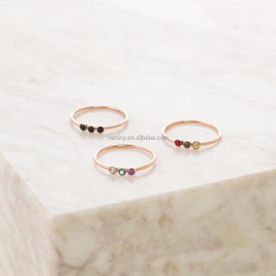 China FASHIONABLE Custom Birthstone Jewelry Delicacy 3 Birthstone Rings Personalizedg Minimalist Gift For Mom for sale