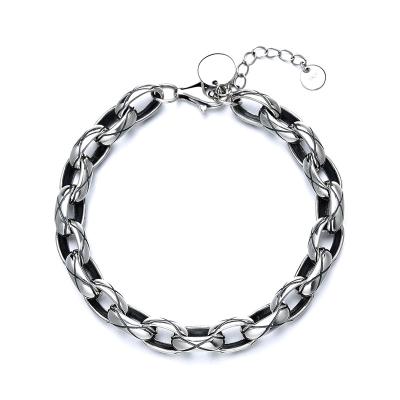 China Wholesale CLASSIC Factory Chain Link Restraint Bracelet For Unisex 925 Couple Silver Bracelet for sale